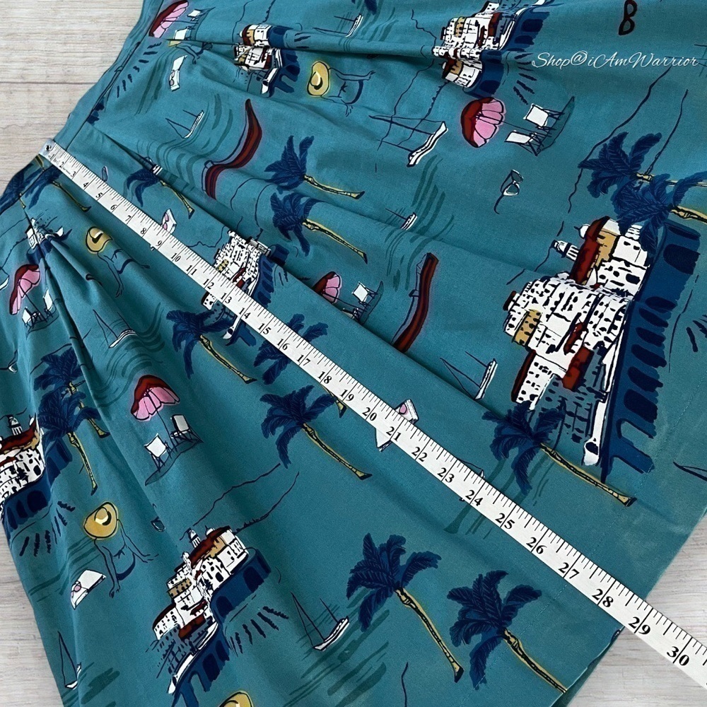 Boden a-line cotton blue midi skirt in coastal/Rivera print *shop@iamwarior - Picture 8 of 11